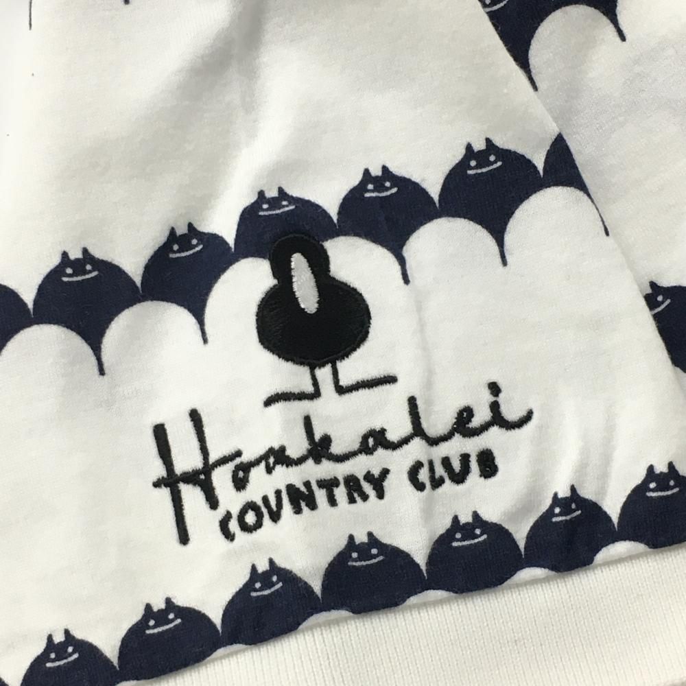 【美品】マスターバニー　ポロシャツ 美品】マスターバニー 半袖ポロシャツ 白×ネイビー 総柄 ホア