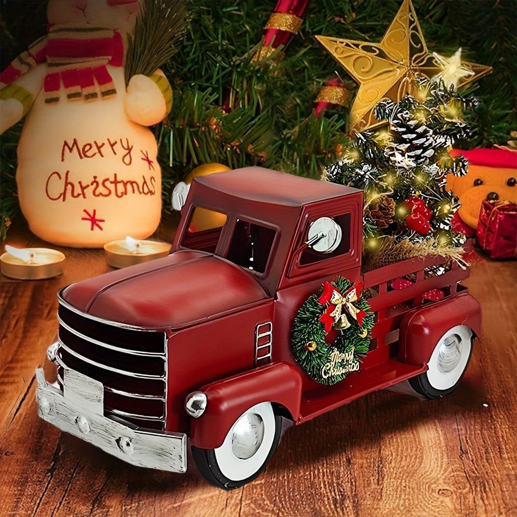 人気 車 car トラック クリスマス デコレーション インテリア ホーム 装飾 パーティー 点灯 電池 レッド ギフト 置物