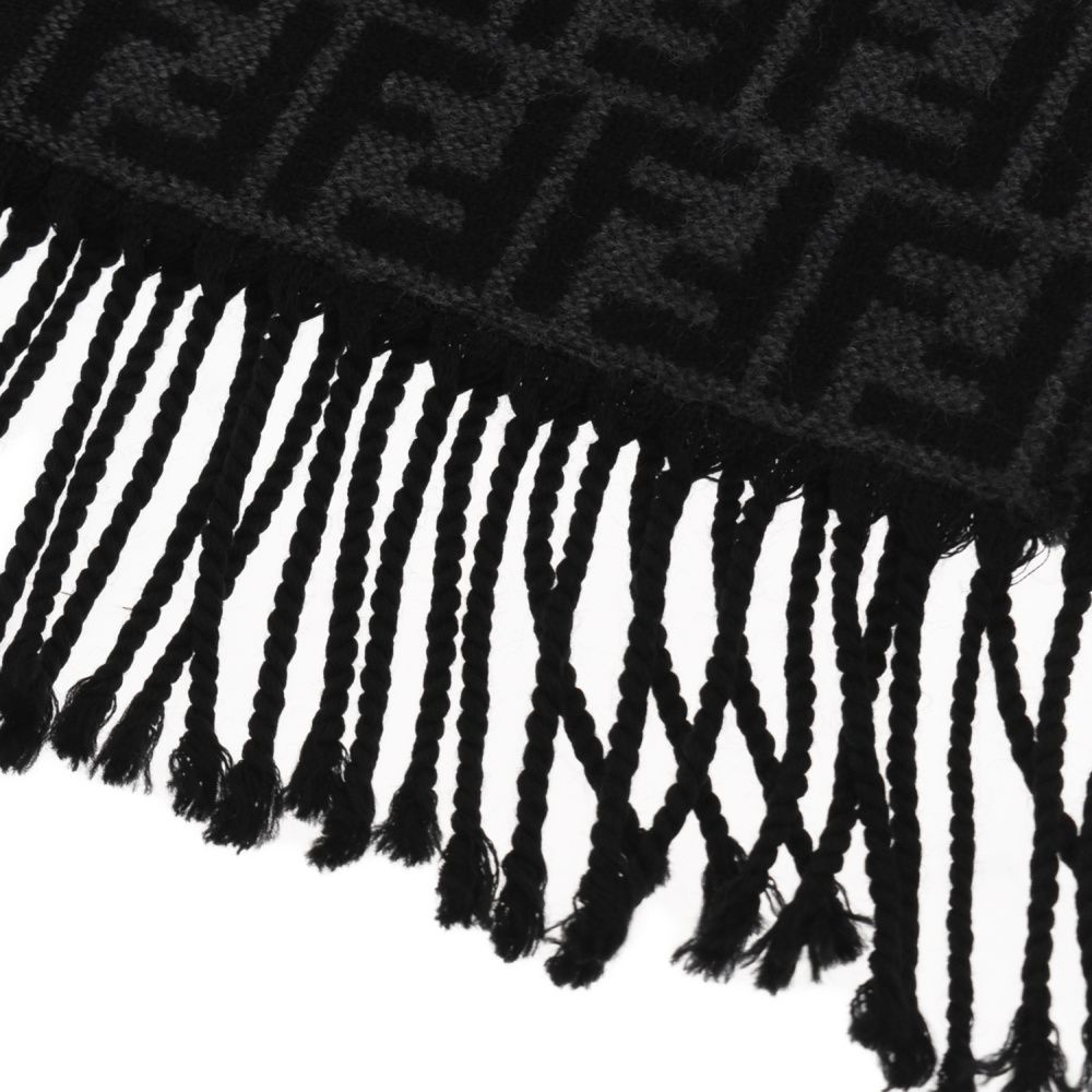 FENDI 黒 マフラー FFロゴパターン FENDI】フェンディ『FFロゴ ズッカ柄 ウールマフラー』FXS366