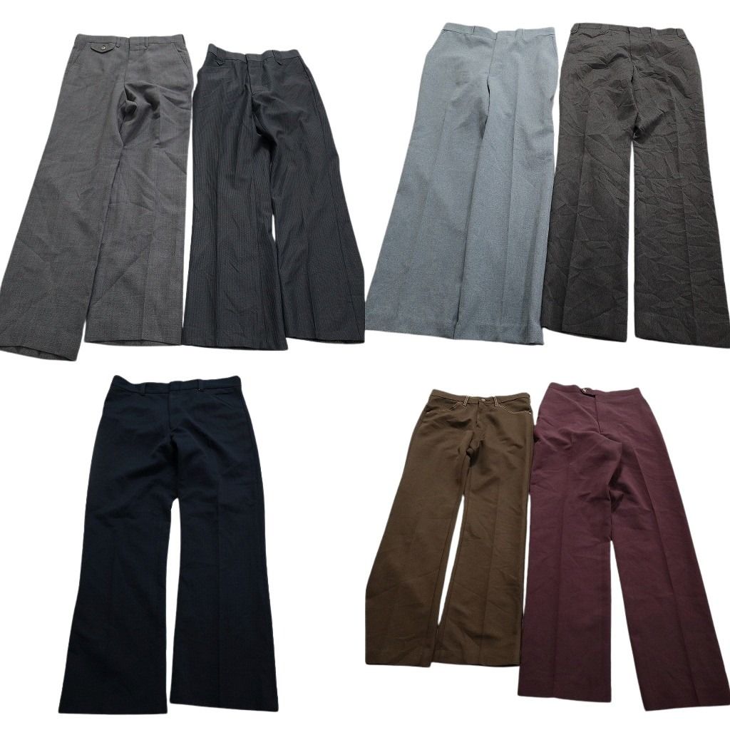 古着卸 スラックス ポリエステル混 パンツ 7枚セット メンズ 30 |32 |34 ワイドパンツ ネイビー 古着 NA5482