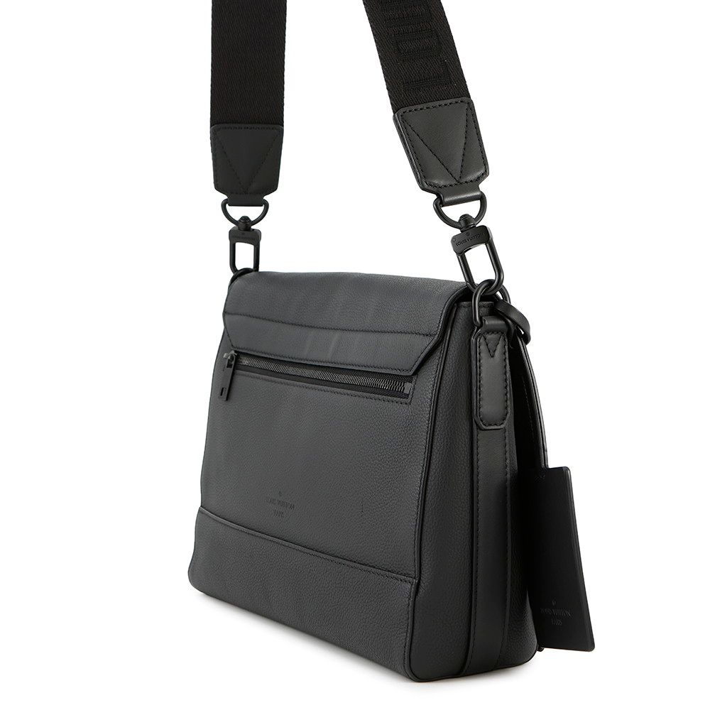 ルイヴィトン ショルダーバッグ グレインレザー テイクオフ メッセンジャー M57080 LOUIS VUITTON ブラック 黒