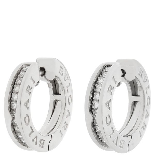 ブルガリ BVLGARI ピアス B-zero1 ビーゼロワン ダイヤ K18WG ホワイトゴールド BVLGARI 750 パヴェダイヤ