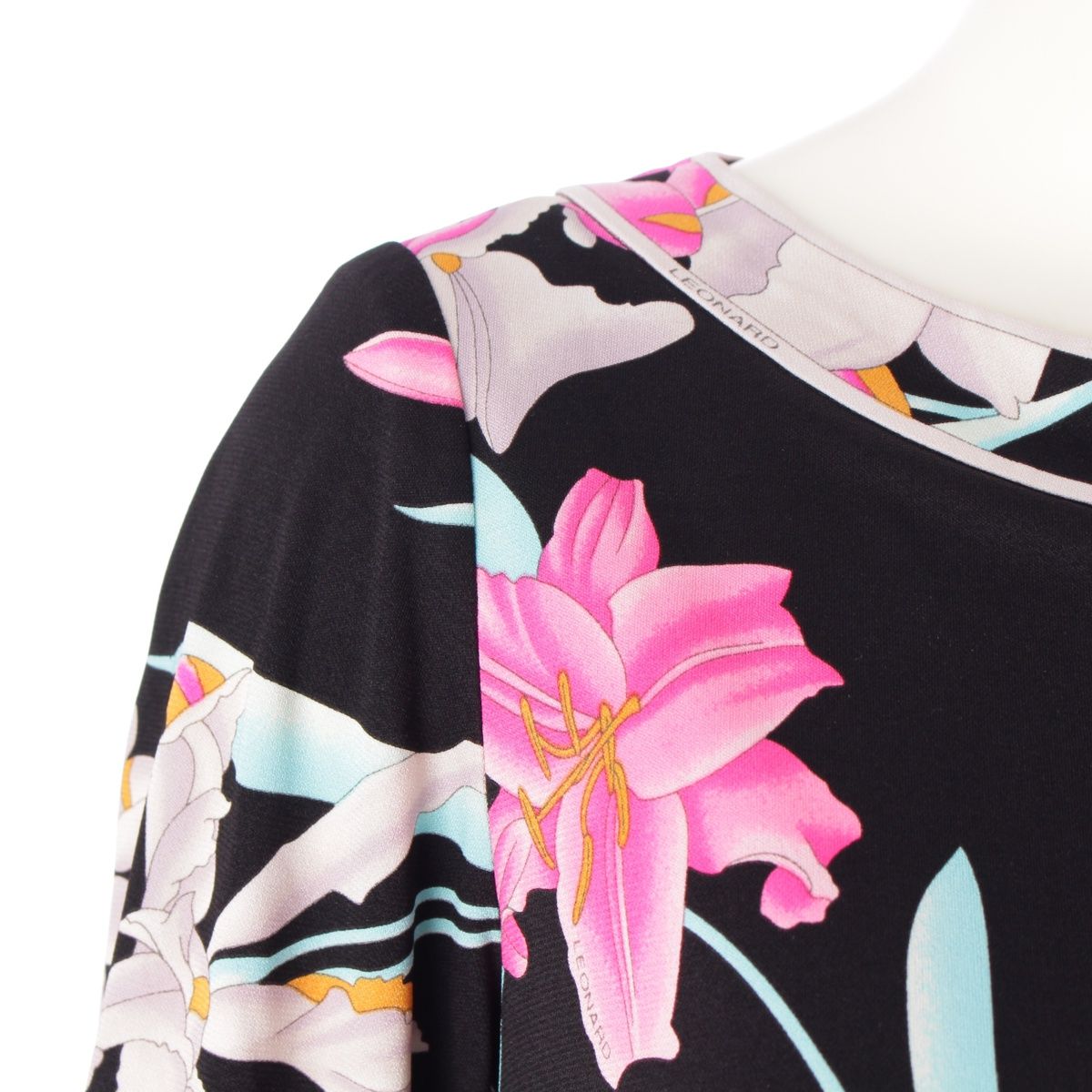 希少✨レオナール ワンピース LL カットソー トリム カンカン素材