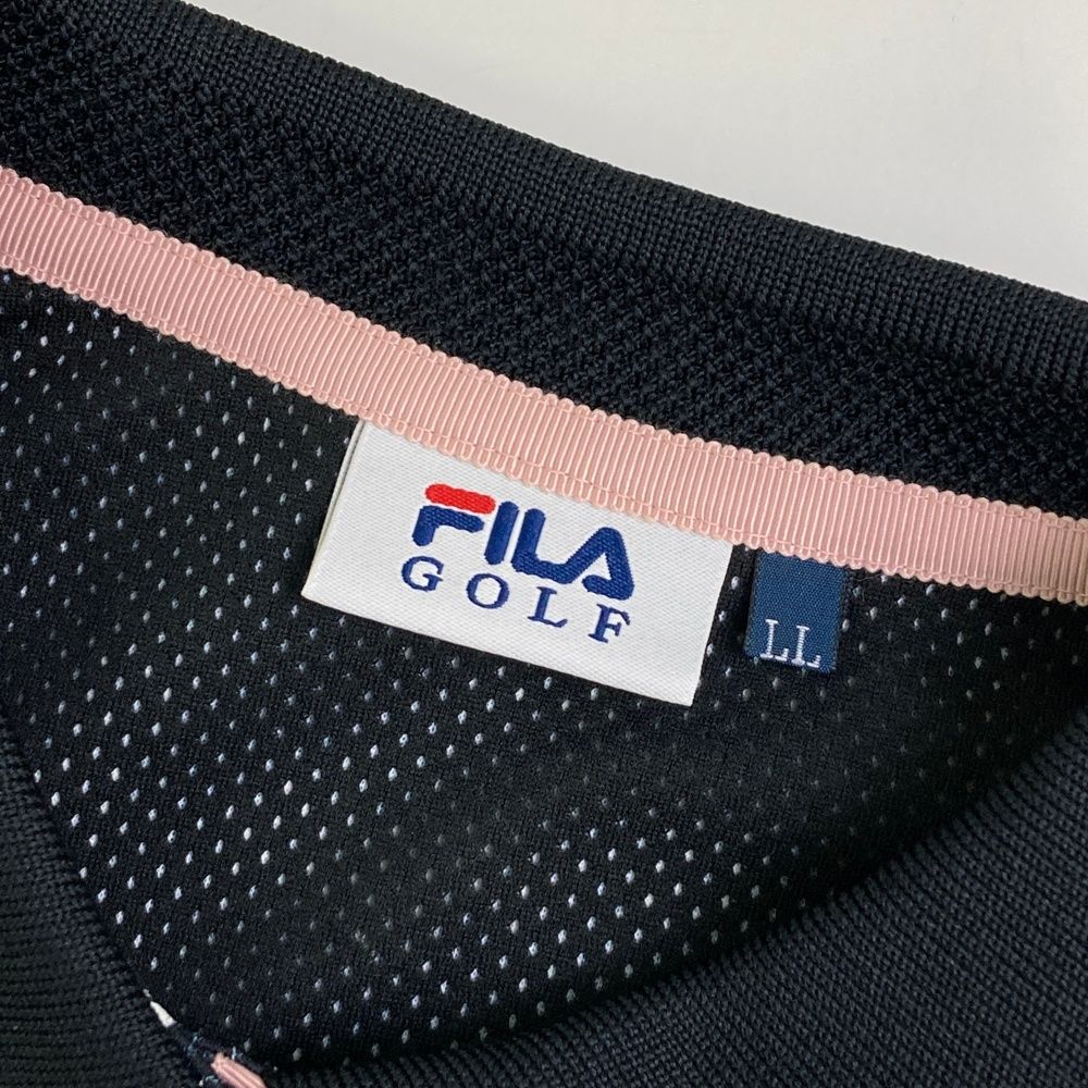 サイズ：LL FILA GOLF フィラゴルフ 半袖ポロシャツ 刺繍 総柄