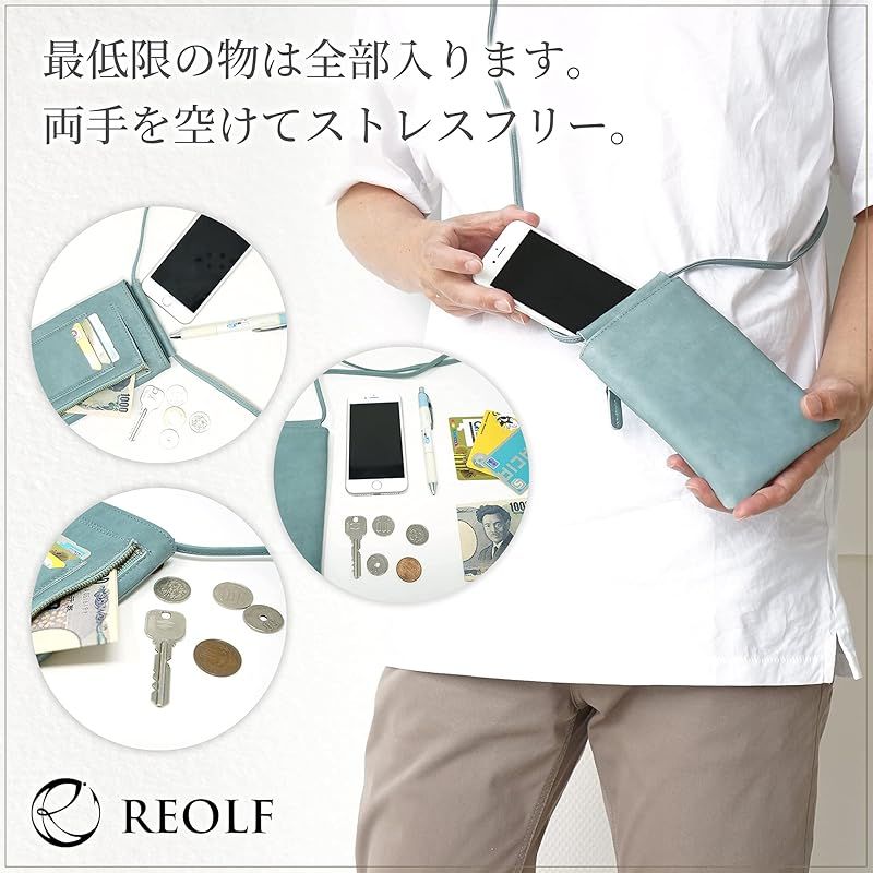REOLF スマホポーチ 本革 ショルダーバッグ メンズ レディース 携帯ポーチ Pink 1 DECORATOM_COM_BR
