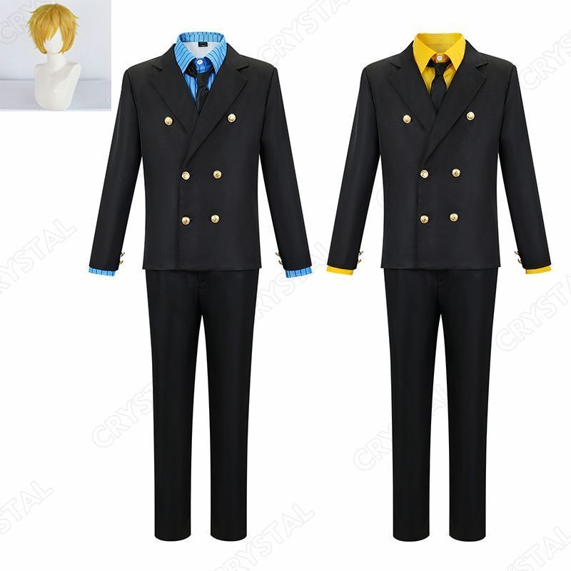 ワンピース ヴィンスモーク サンジ コスプレ衣装 ウイッグ付き Vinsmoke Sanji コスプレ ONE PIECE コスプレ道具 ステージ服 コスチューム イベント 仮装 学園祭 文化祭 ハロウィン 舞台 演出服 演劇 撮影