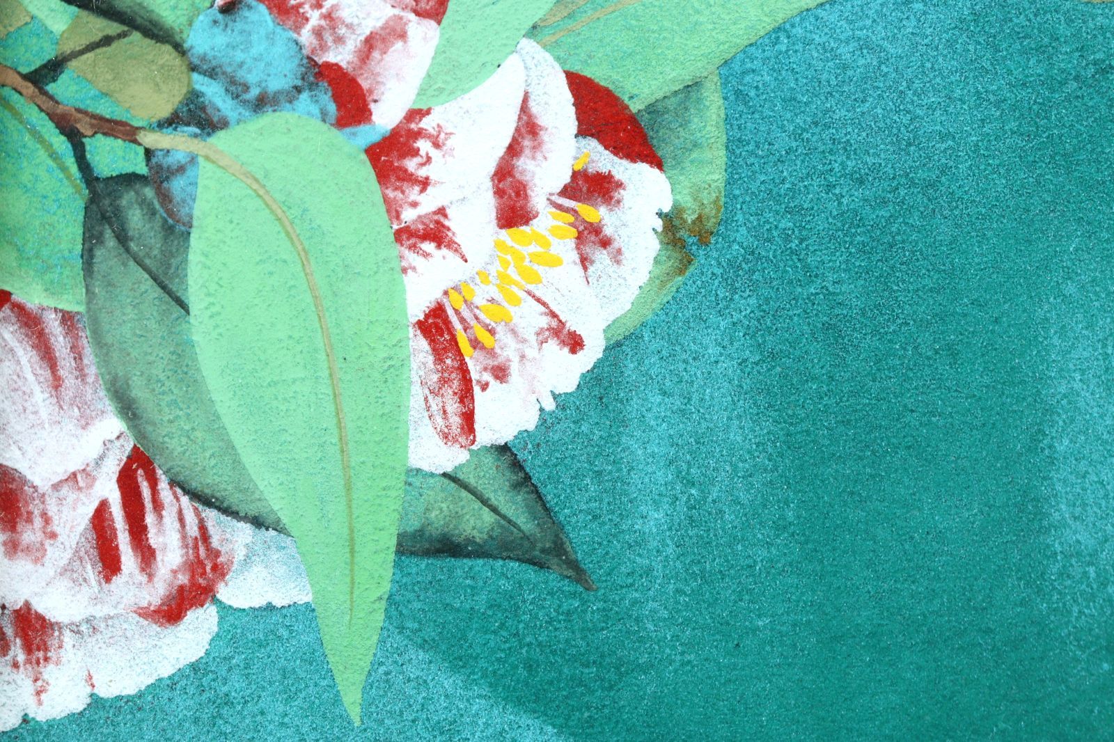 仲林敏次「椿花」肉筆日本画 4号 共シール 三重県出身 新興美術院会員