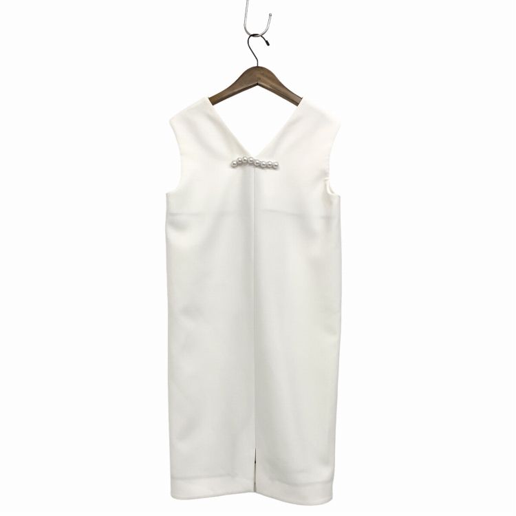 YOKO CHAN ヨーコチャン バックパールVネックドレス ワンピース