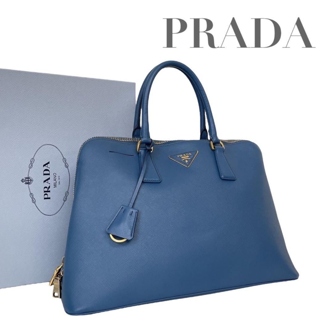 H*a様 最終お値下げ！PRADA サフィアーノ　プロムナード　ネイビー PRADA（プラダ） サフィアーノ プロムナード ハンドバッグ 2WAY