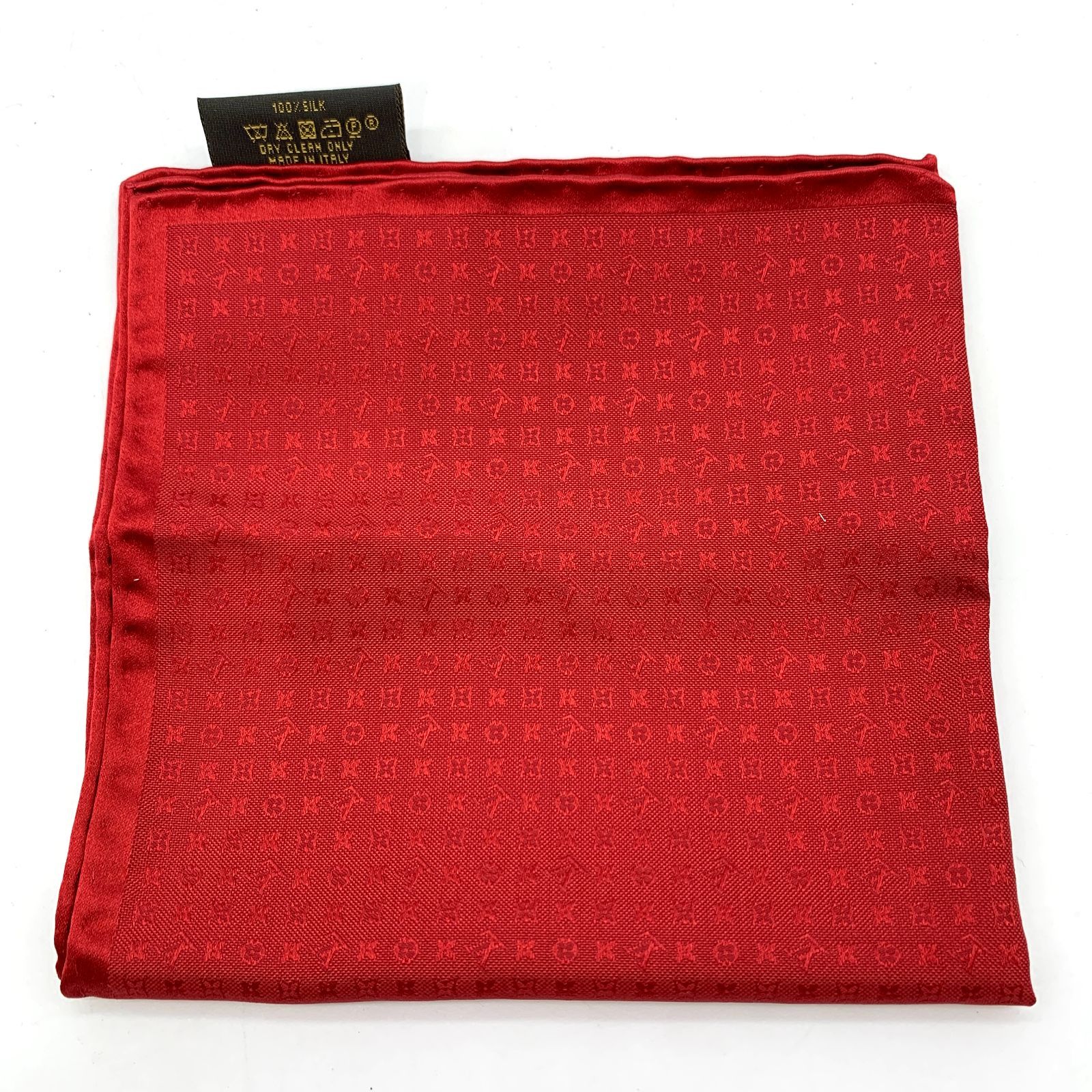 ルイヴィトン ハンカチ M70223 シルク レッド 箱あり ▽【SAランク】Louis Vuitton ルイヴィトン モノグラムライン