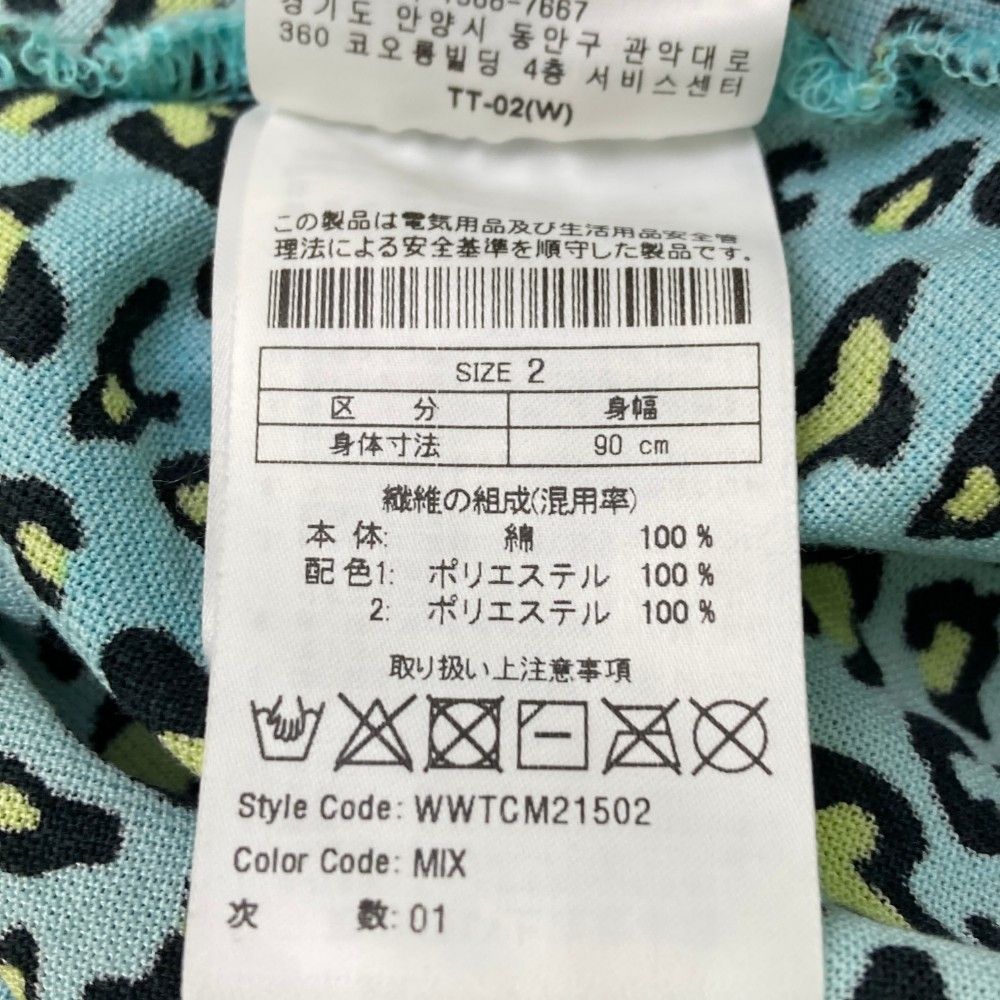 サイズ：2 WAAC ワック  ノースリーブポロシャツ レオパード ブルー系 [240101433466] ゴルフウェア レディース ストスト サイズ：2 WAAC ワック ノースリーブポロシャツ レオパード