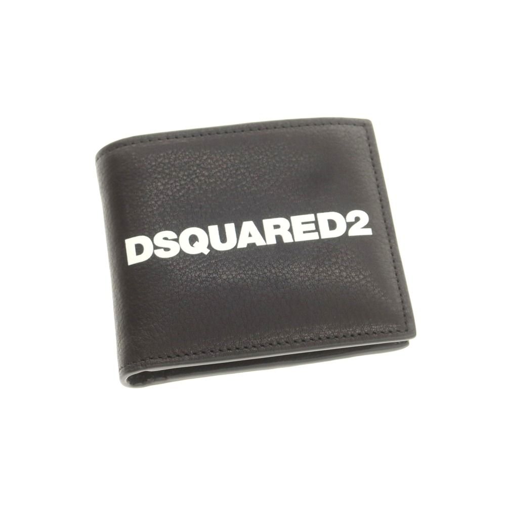 ディースクエアード DSQUARED2 レザー ロゴ 二つ折り財布 ブラック メンズ