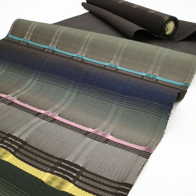 新品】 藤山千春 名古屋帯 九寸 反物 未使用 正絹 吉野間道 草木染