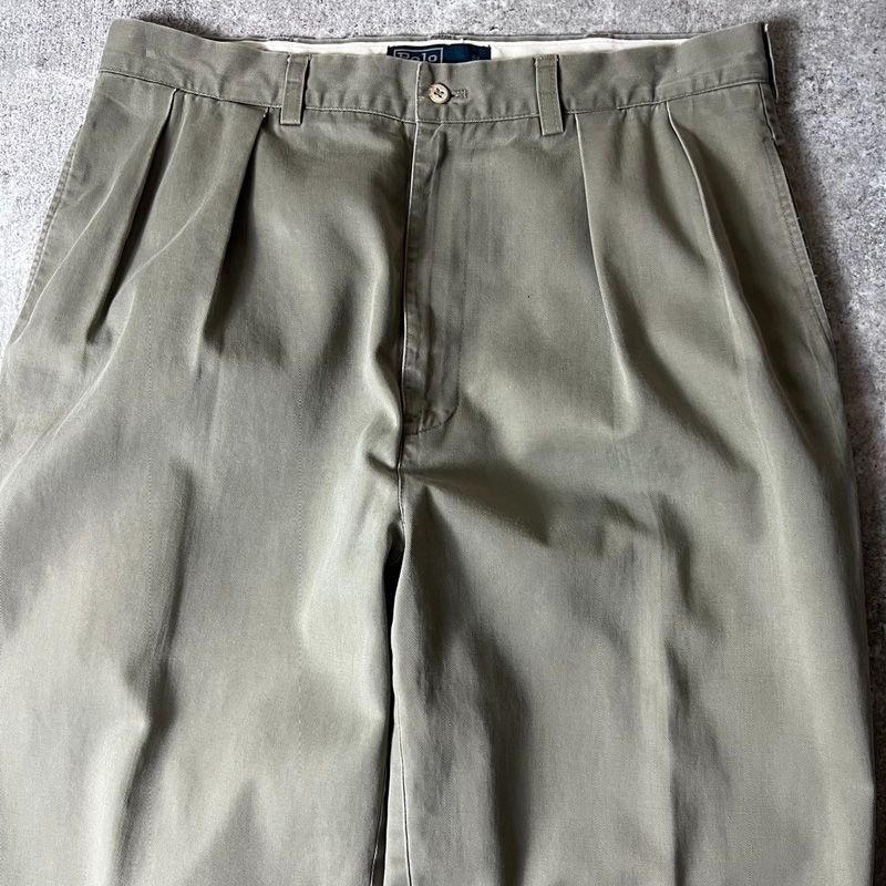 90s POLO RALPH LAUREN 2タック コットン チノ パンツ 34 29 / 90年代