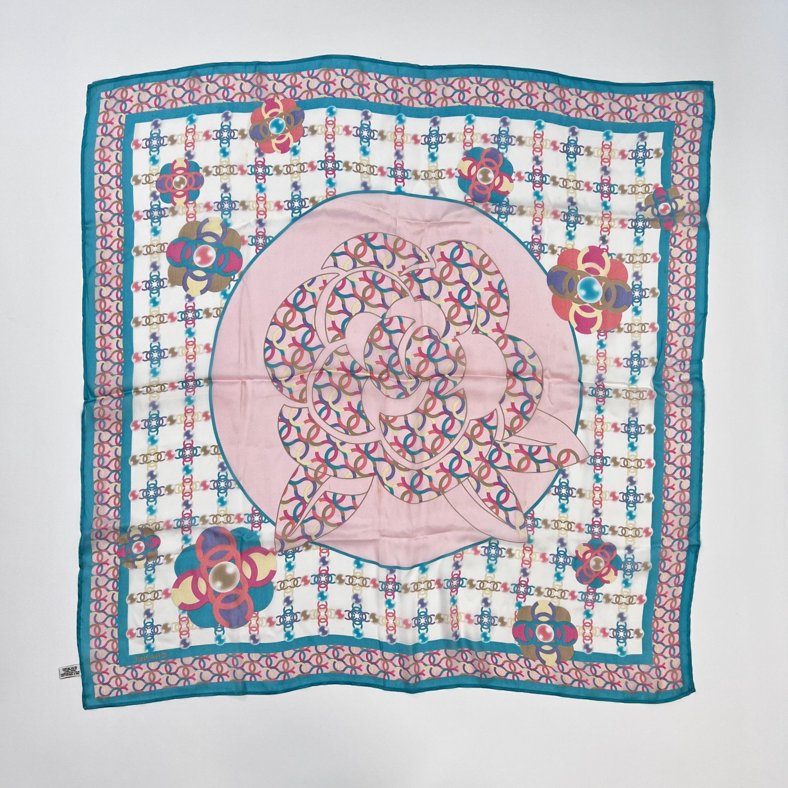 中古】CHANEL シャネル ココマーク スカーフ シルク マルチカラー  