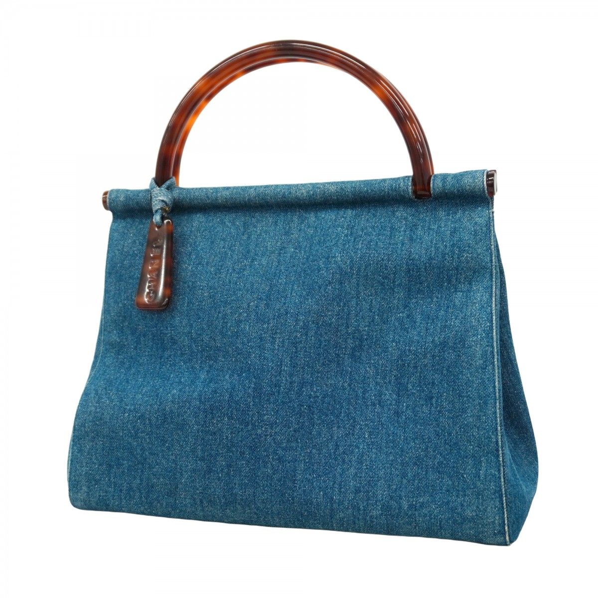 5cd4412】シャネル ハンドバッグ デニム ブルー ブラウン ゴールド金具  