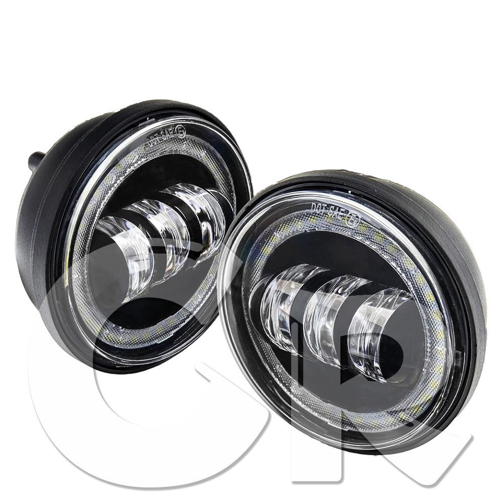 4.5インチ 30W LED フォグランプ 発光カラー：ホワイト イカリング エンジェルアイ ヘッドライト ハーレー ツーリング ソフテイル ヘッドランプ ブラック 2個 DOT認証 車検対応 オートバイク バ