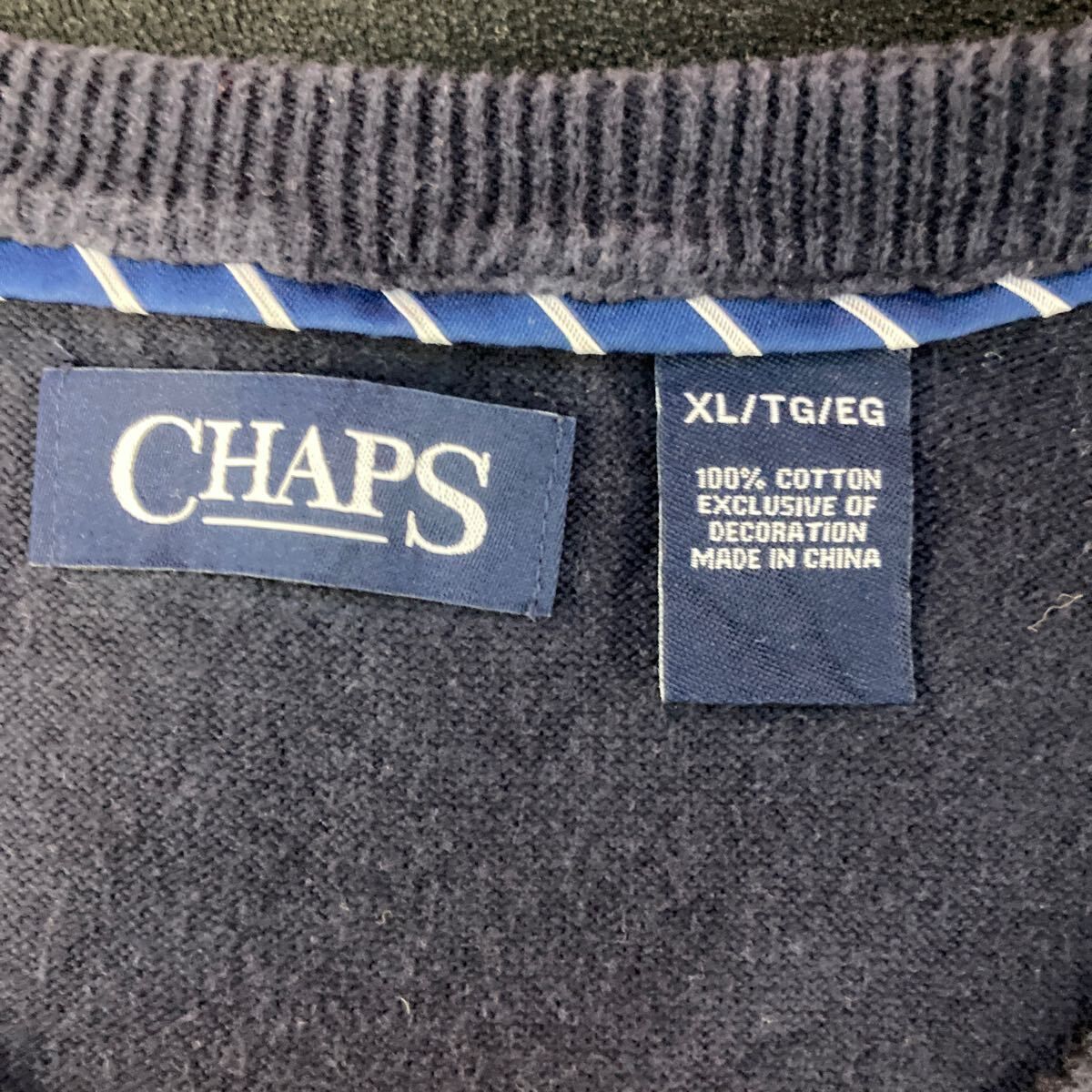 CHAPS コットンニット セーター ベスト XL ネイビー チャップス ビッグサイズ 古着卸 アメリカ仕入 a702-5729 - メルカリ