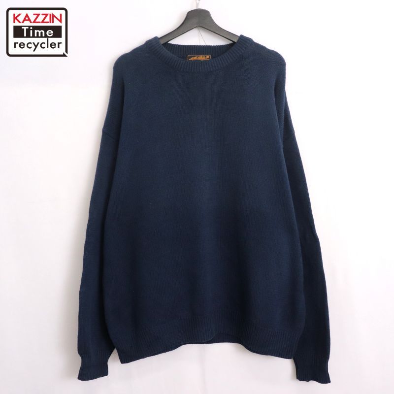 90s vintage Eddie Bauer 無地 コットン ニットセーター メンズ