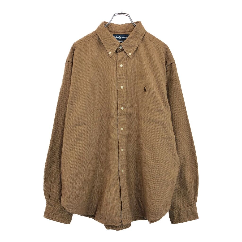 ラルフローレン　正規品　BDシャツ　半袖　千鳥格子柄　ブラウン　美品 ラルフローレン 正規品 BDシャツ 半袖 千鳥格子柄 ブラウン 美品