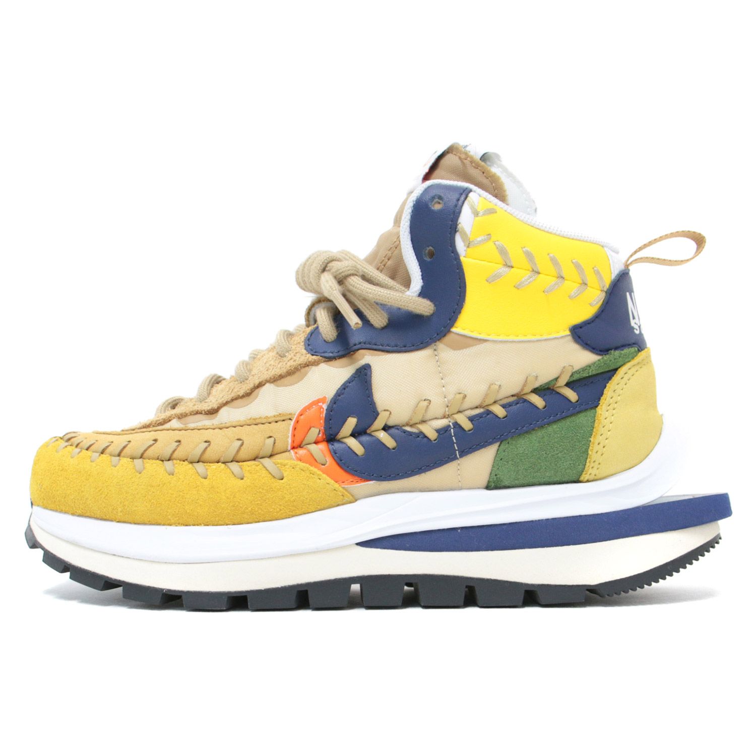 Sacai サカイ × Nike × Jean-Paul GAULTIER コラボ スニーカー 靴 シューズ イエロー系 黄 22.5cm  レースアップ ハイカット VaporWaffle Mix 2022モデル おしゃれ シンプル 着回し