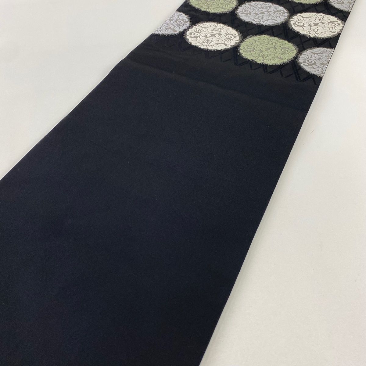 袋帯 秀品 加納幸 落款 草花 刺繍 黒 六通 正絹 WWW_WOWDIGSITE_COM