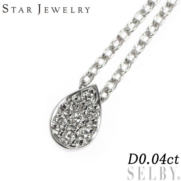 スタージュエリー ダイヤモンド ネックレス K18WG 0.14ct 3.7g