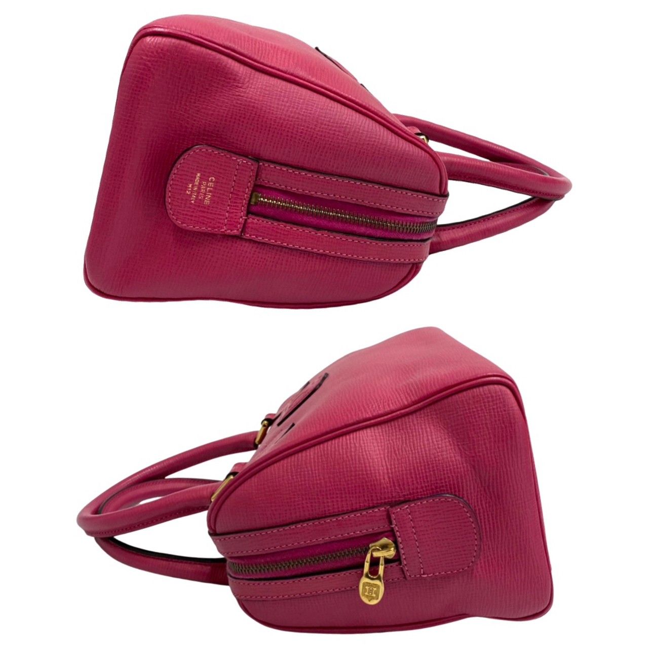 CELINE セリーヌ レザー ミニボストン ハンドバッグ ピンク 本革 CELINE セリーヌ レザー ミニボストン ハンドバッグ ピンク 本革