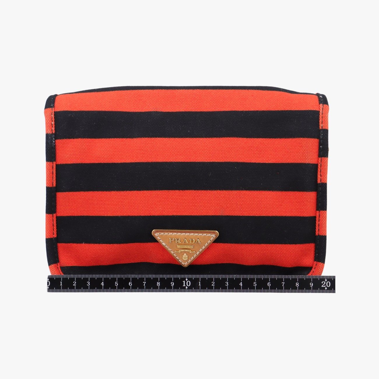 プラダPradaカナパ オレンジ×ブラック×ベージュ キャンパス BT0785 25