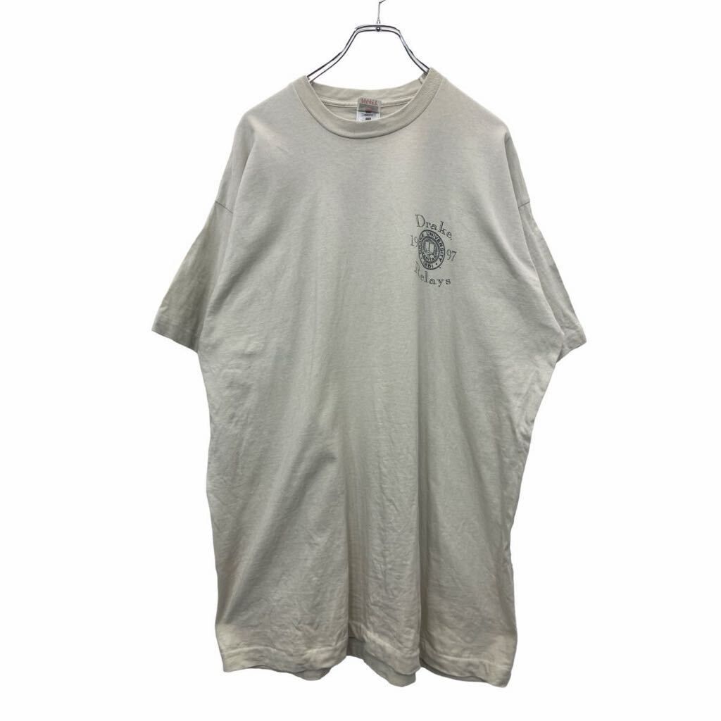 FRUIT OF THE LOOM 半袖プリントTシャツ XXL フルーツオブザルーム ビッグサイズ ベージュ コットン USA製 古着卸 アメリカ仕入 t2408-3836