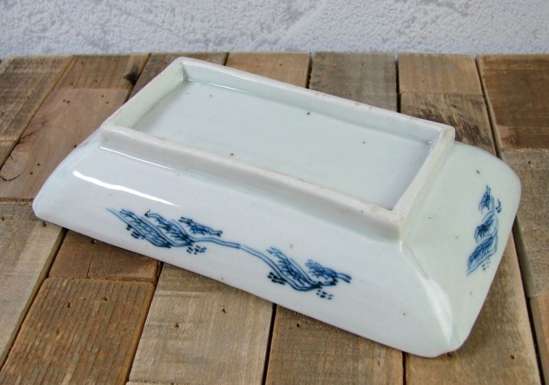 注文 古伊万里 染付 山水楼閣文長皿5枚 幅：17cm 江戸後期/24e047 古