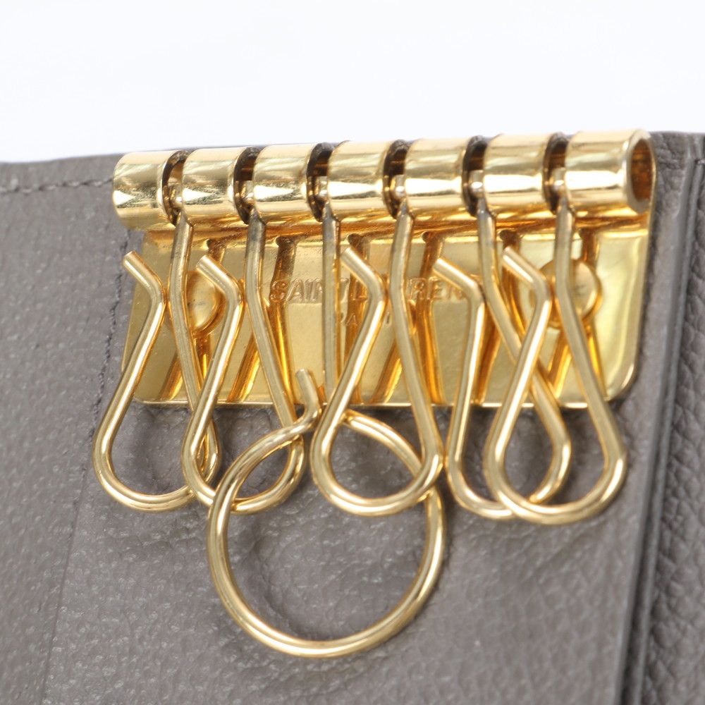 付属品完備　美品✨サンローラン　6連　キーケース　キーリング　YSL　金ロゴ　黒 極美品 イヴ サンローラン YSL ロゴ フラップ 6連 レザーキー