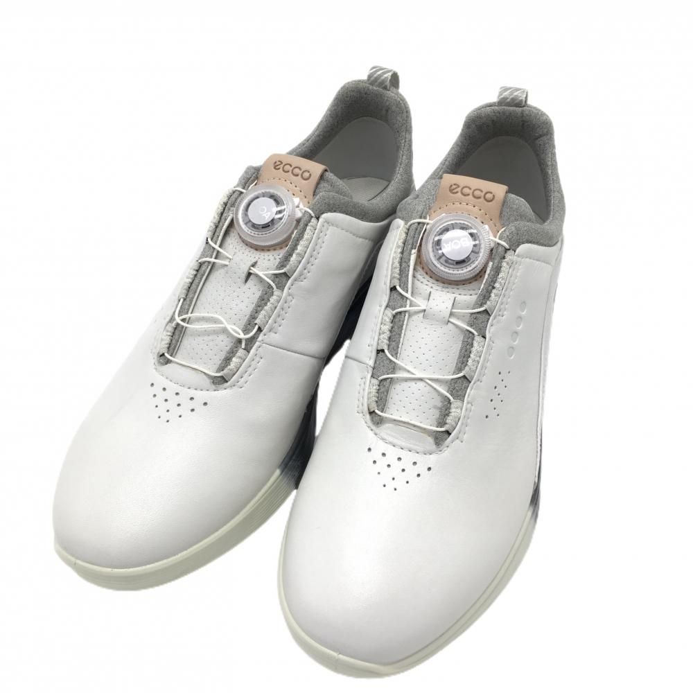 美品】エコー ゴルフシューズ 白×グレー S-THREE BOA
