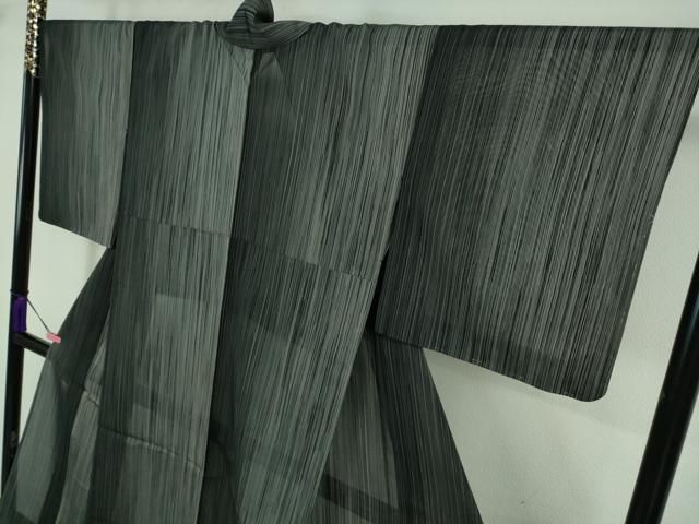 平和屋本店□極上 夏物 本塩沢 夏塩沢 やまだ織 縞 曽根マツエ作 証紙  