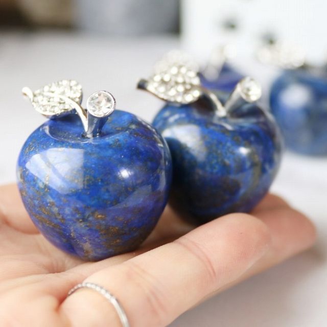ラピスラズリ 天然石 りんご 置物 1個 パワーストーン ラピス 青い石  