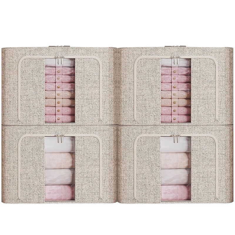 大容量軽量折りたたみ衣類収納ボックス 布団収納ケース グレー 66L - 通販 | 家具とインテリアの通販【RoomClipショッピング】 布団収納袋 66L 収納ケース 窓付き 持ち手付き 通気 大容量 洗える おしゃれ スタッキング 折りたたみ カラー 布団収納ケース