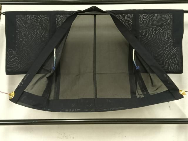 平和屋着物▽羽織　スリーシーズン　春夏秋　塵除け　紗　草木文　黒地　銀糸　正絹　逸品　AAAW7829fy 平和屋着物▽羽織 スリーシーズン 春夏秋 塵除け 紗 草木文 黒地 銀糸