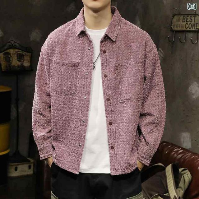 XL 75-80 メンズ 男性用 ファッション オシャレ シンプル 大人 かっこいい ストリート ヒップホップ HipHop 綿 コットン デザイン 長袖 シャツ 春秋 秋 トップス ジャケット シャツ