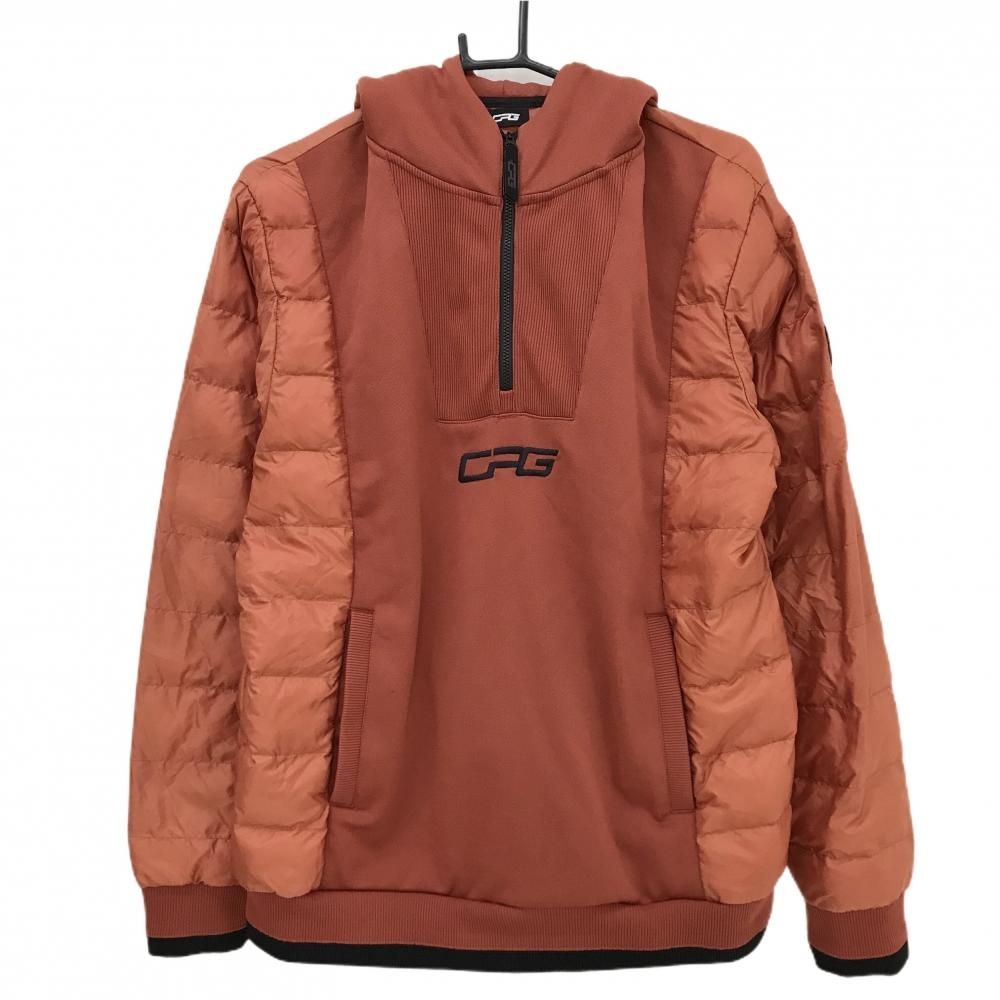 CPG フード付中綿ブルゾン ブラウン系×黒 一部中綿 ハーフジップ メンズ 3 L ゴルフウェア CPG