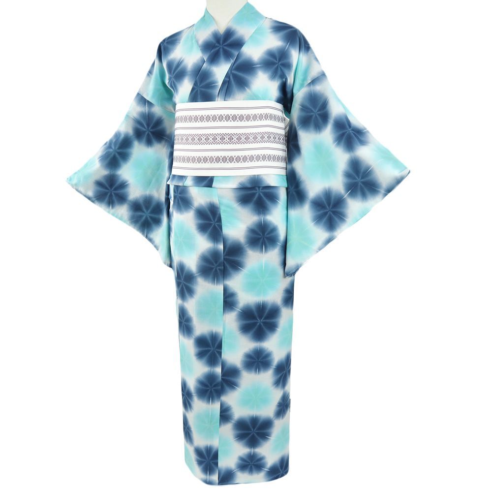 新品JAPANMODE 浴衣反物　東レセオαポリ　菱花オリエンタルブルー　日本製 新品JAPANMODE 浴衣反物 東レセオαポリ 菱花オリエンタルブルー