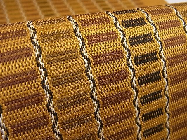 平和屋2□極上 本場黄八丈 帯反物 八寸名古屋帯 手織 染：伊勢崎信太郎  