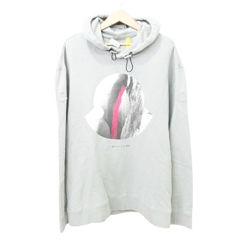 モンクレール MONCLER × アリクス 1017 alyx 9sm パーカー 長袖 フーディ プリント トップス イタリア製 6 Mサイズ 薄緑灰 ミントライトグレー ★AA★