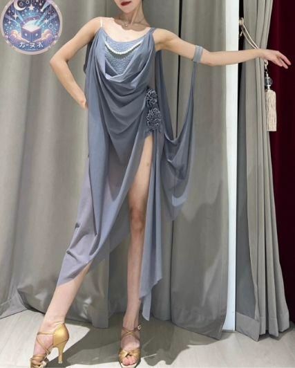 ♥ ラテンワンピースドレス 社交ダンス衣装 透けます オーダーメイド