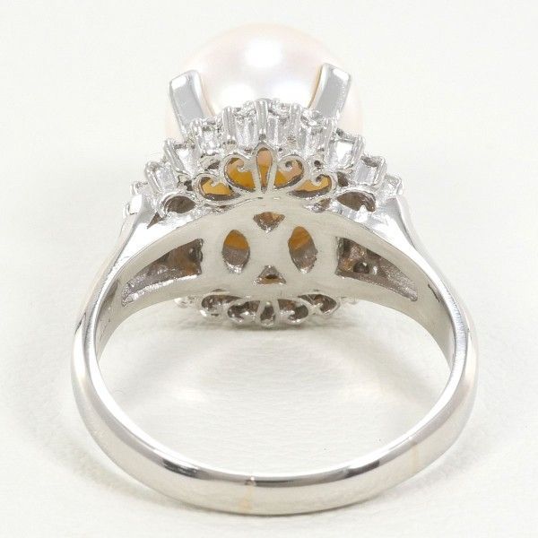 PT900 リング 指輪 10号 パール（真珠） 約9mm ダイヤ 0.40 総重量約