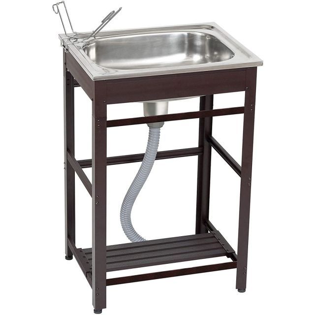 グリーンライフ GREEN LIFE 流し台 アルミ流し台50景観を損なわない ブラウン 40×80×50cm AND-50