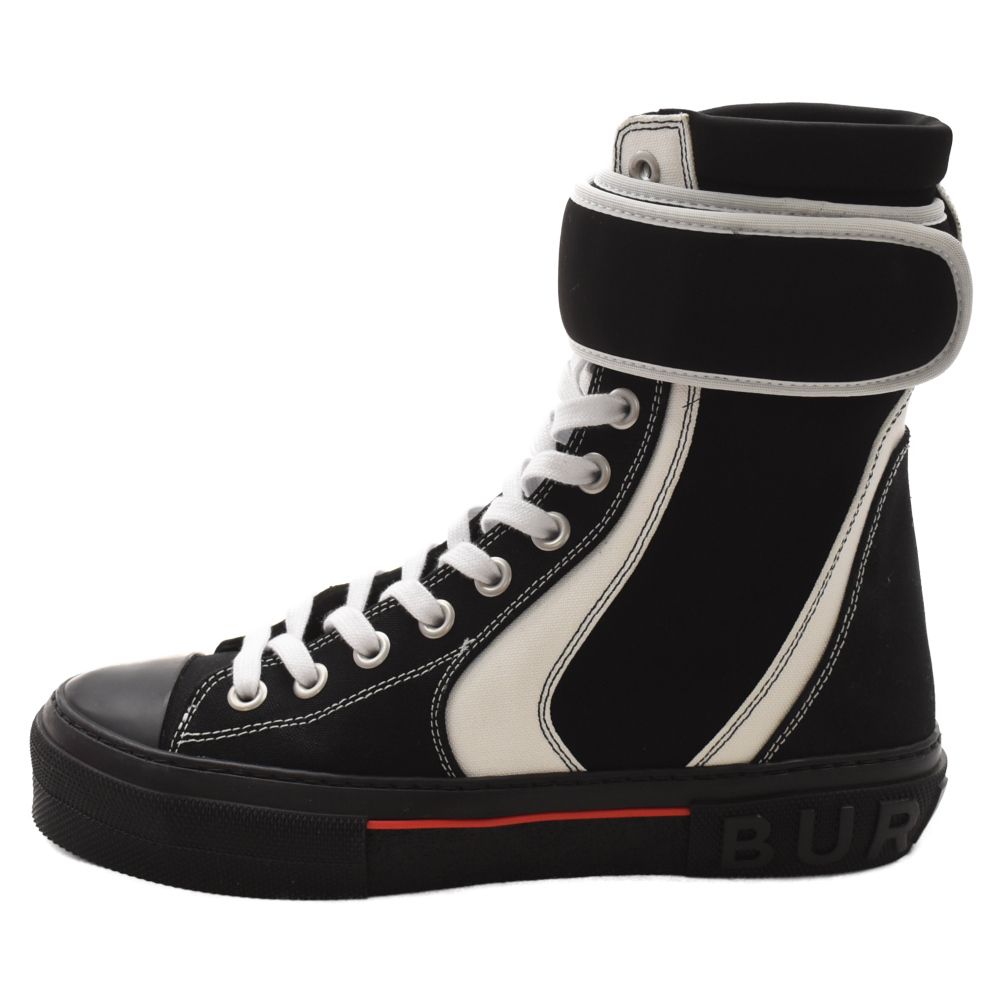 BURBERRY (バーバリー) 22SS High Top Black And White Canvas Sneakers ハイトップ ブラックアンドホワイト キャンバスハイカットスニーカー ブラック/ホワイト
