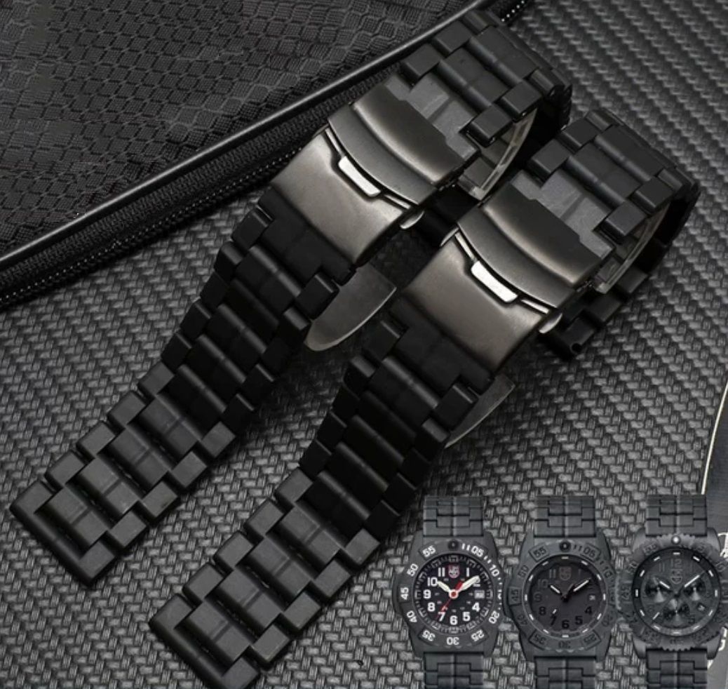 軽量 ルミノックス交換用 23mm カーボンベルト 3連 黒B（FOR LUMINOX