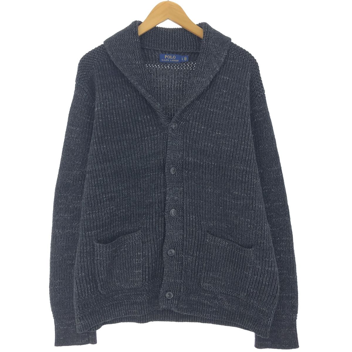 ショールカラー カーディガン リブ編み 古着 ラルフローレン Ralph 