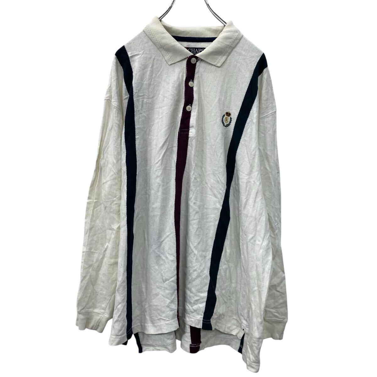 CHAPS 長袖 ラガーシャツ XL ホワイト マルチカラー チャップス ハーフ