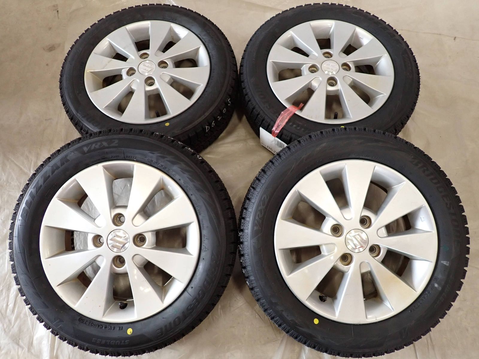 冬 製 4本SET 会社宛 155 65R14×4.5J 75Q ブリヂストン ブリザック VRX2 スズキ 純正 アルミ ワゴンR アルト NO D6205 FFCRYSTALESIA_COM